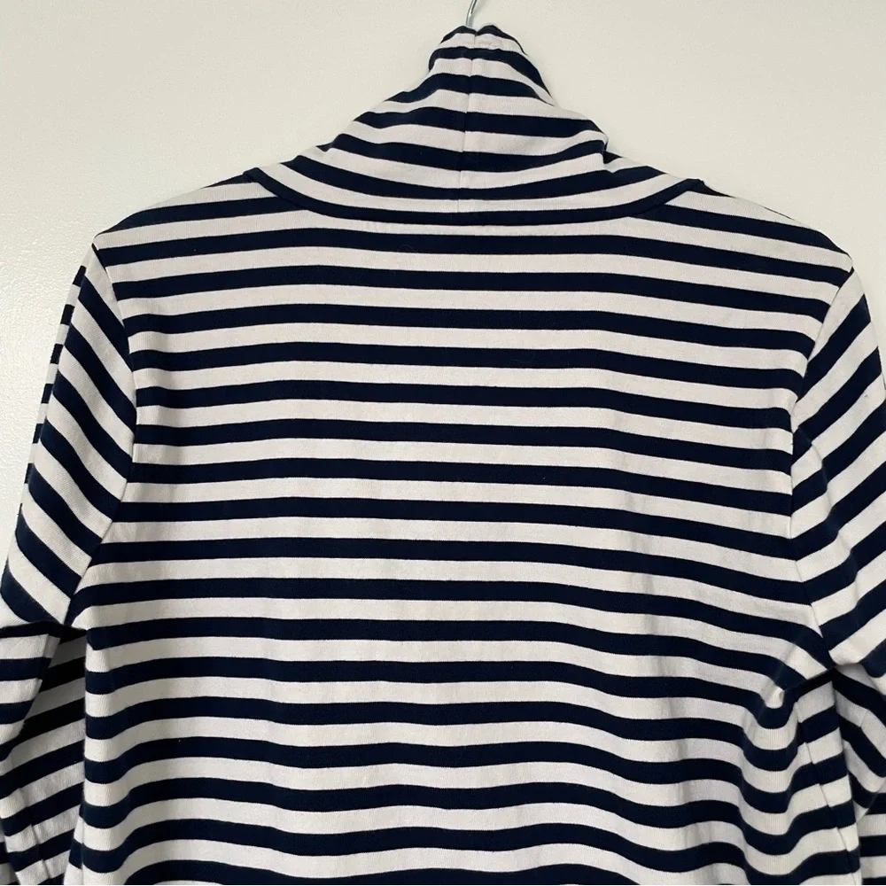 J. Crew Navy White Striped Funnel Neck Sweatshirt Size XS